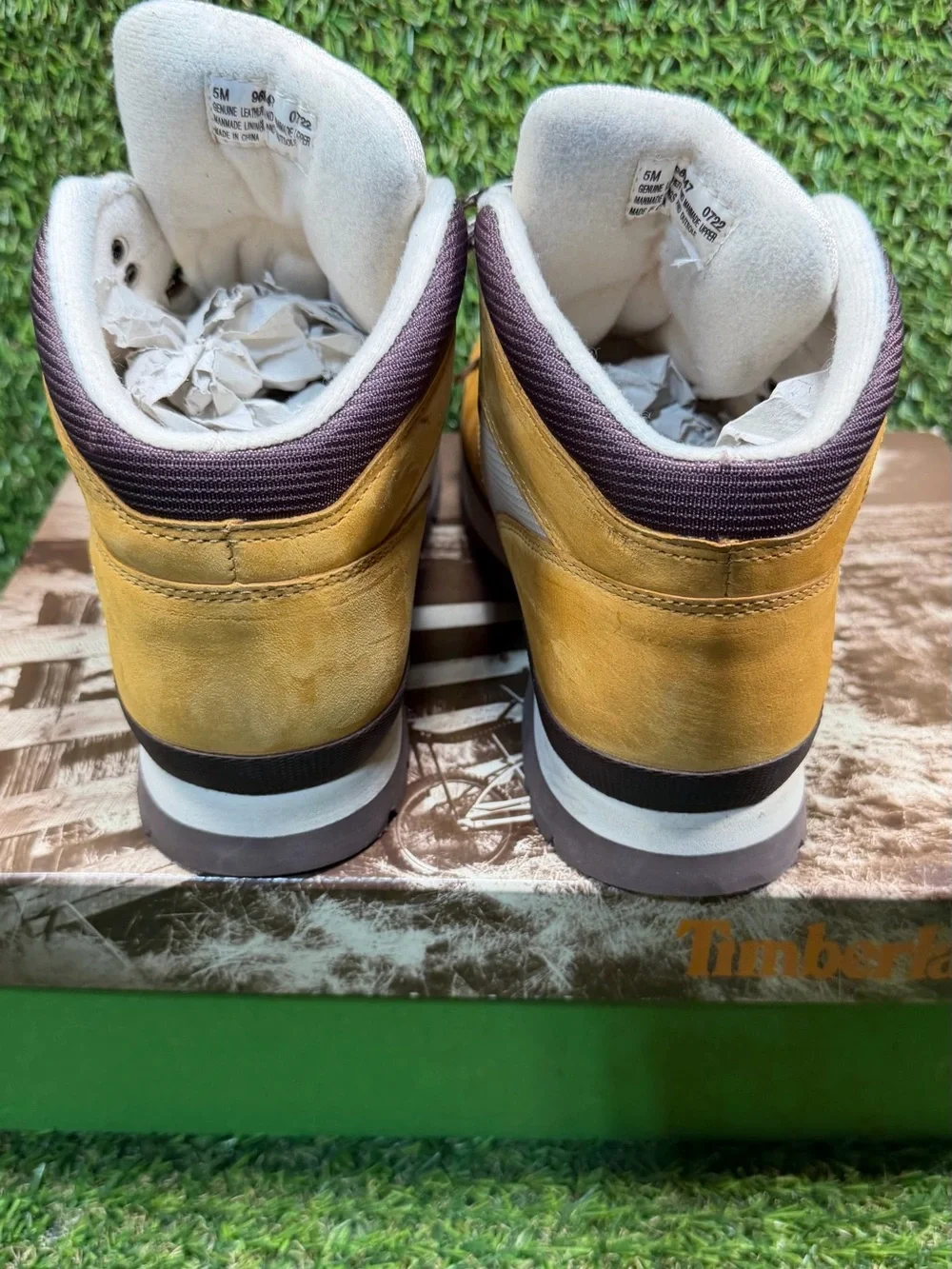 Timberland Euro Hiker Junior Size 5 Wheat White 96947 Boots With Box